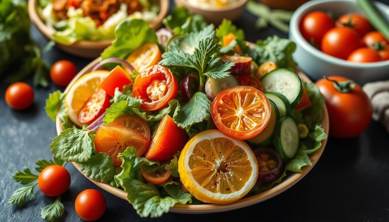 Fresh seasonal ingredients arranged for home cooking