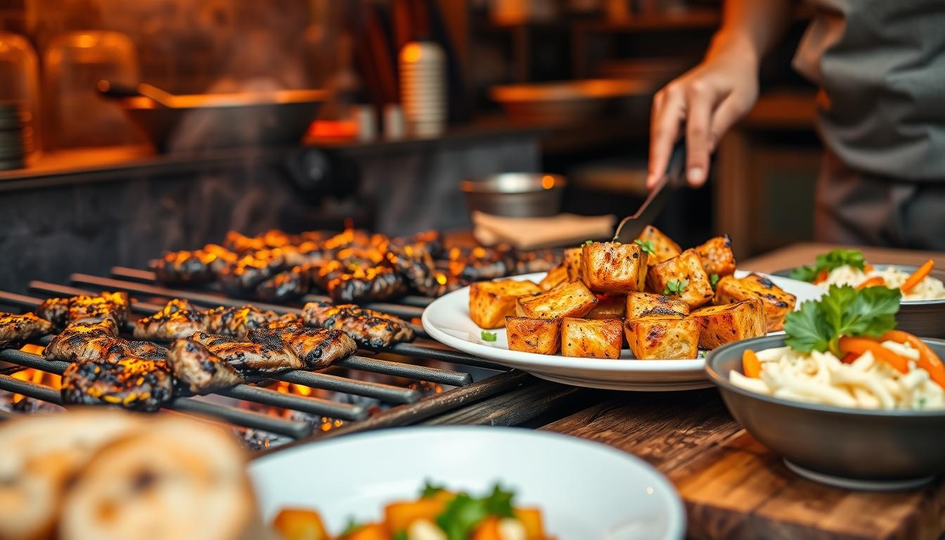 Measured baking ingredients prepared on a counter