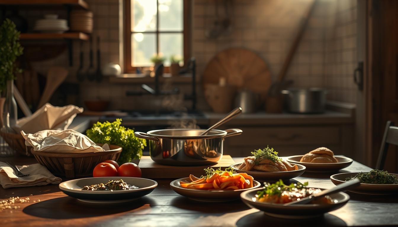 Seasonal meal prepared in a home kitchen